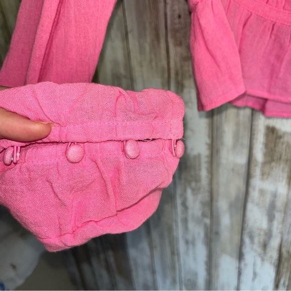 NWT Free People Chloe Pink Smocked Tie Back Blouse - Picture 4 of 7